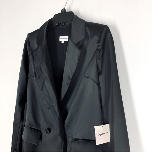 Revolve Superdown Black Satin Miley Oversized Blazer Dress Size S - Picture 7 of 8